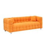 80-Inch Orange Teddy Fleece Sofa for Living Room or Bedroom, Including Two Throw Pillows & Sturdy Hardware Foot Support W1278P173376-djyc