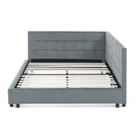 Full Size Upholstered Tufted Bed Frame, Sofa Bed Frame with Comfortable Backrest and Armrests, Full Size Bed for Bedroom, Living Room,Velvet, Grey(80.5''*59''*30.5'') W487S00224-djyc