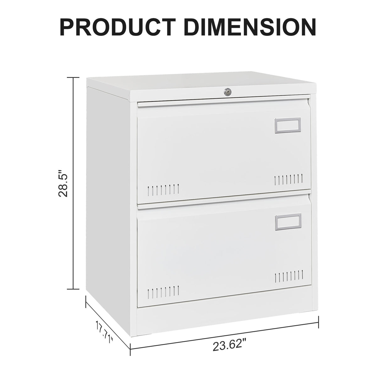 Filing Cabinet Lateral File Cabinet 2 Drawer, White Filing Cabinets with Lock, Locking Metal File Cabinets Three Drawer Office Cabinet for Legal/Letter/A4/F4 Home Offic W1247P160451-djyc