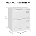 Filing Cabinet Lateral File Cabinet 2 Drawer, White Filing Cabinets with Lock, Locking Metal File Cabinets Three Drawer Office Cabinet for Legal/Letter/A4/F4 Home Offic W1247P160451-djyc