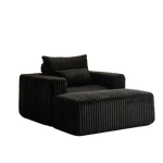 62.5-Inch Corduroy Sponge Sofa Lounge Chair with Removable footrest,No Assembly Required,Fluffy Modern Sleeper Chair for Indoor Living Room Bedroom W834P206048-djyc