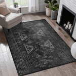 MAVAL Black Washable Rug 3x5 Area Rug (Black+Gray, 3' x 5')-B189P189002