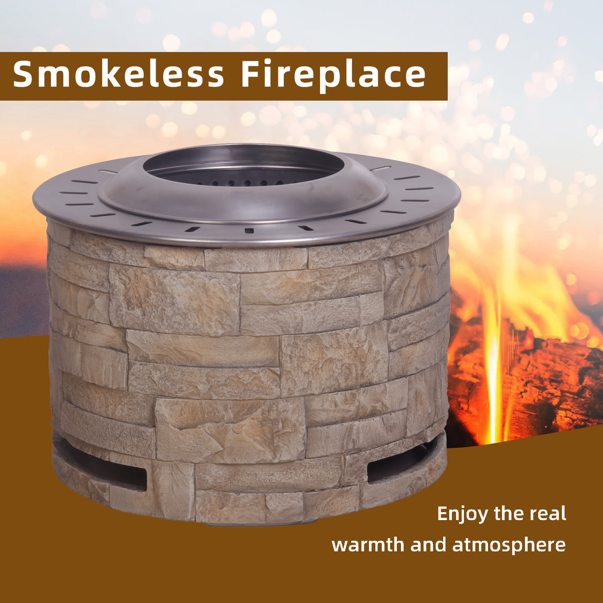 Stackstone Look Smokeless Firepit With Wood Pellet/Twig/Wood As The Fuel W2029120104-djyc