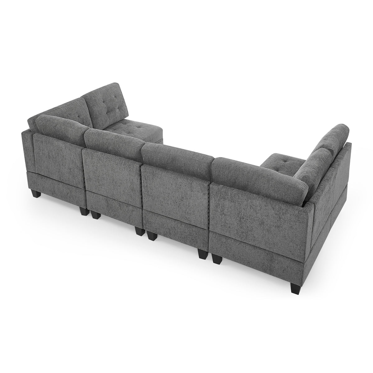 U shape Modular Sectional Sofa,DIY Combination,includes Four Single Chair and Two Corner,Grey Chenille W487S00199-djyc