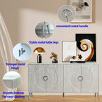 Modern Lacquered 4 Door Wooden Cabinet Sideboard Buffet Server Cabinet Storage Cabinet, for Living Room, Entryway, Hallway, Office, Kitchen and Dining Room, Champagne Silver W1435P191609-djyc