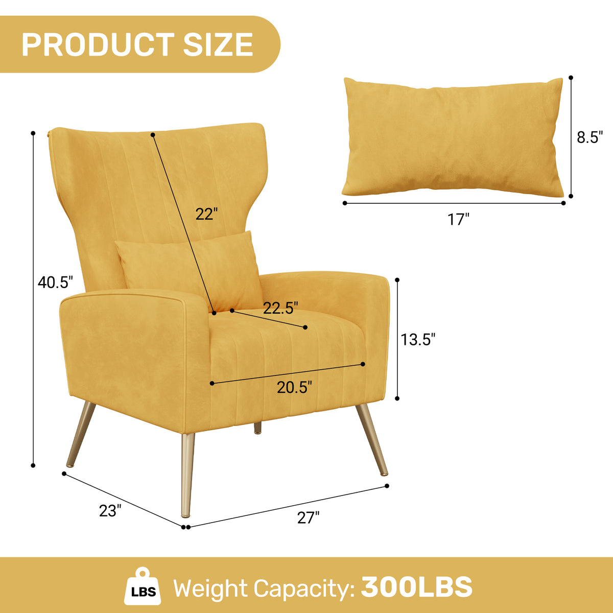 Fashionable High-Back Velvet Upholstered Armchair: High-Density Foam & Adjustable Feet FU01055-wz