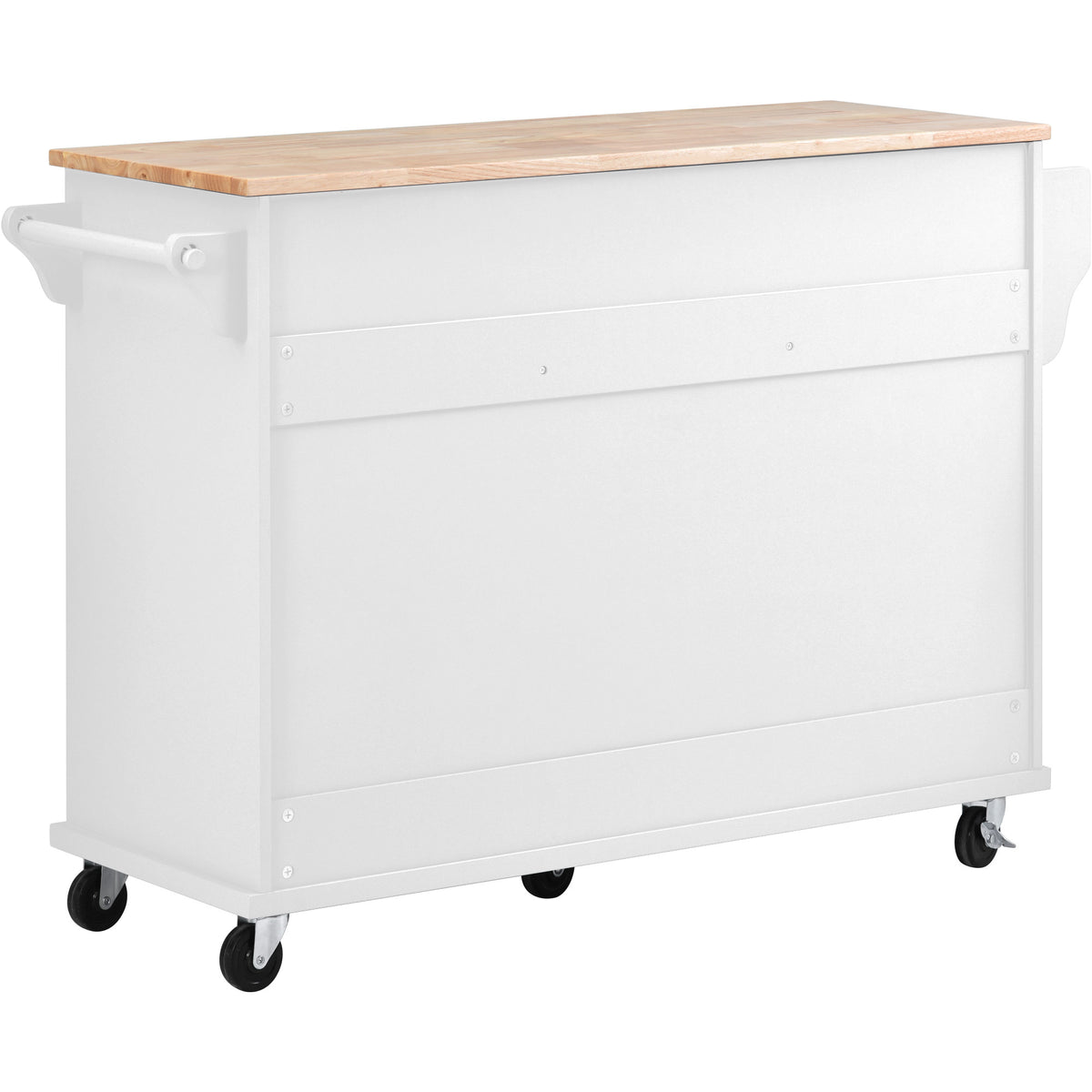 Kitchen cart with Rubber wood desktop rolling mobile kitchen island with storage and 5 draws 53 Inchlength(White) WF297003AAW-djyc