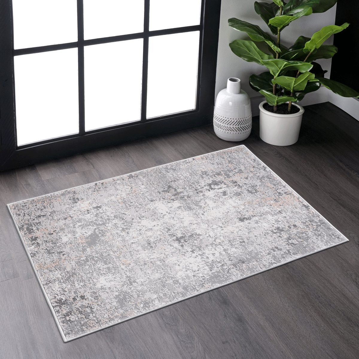 MARFI Collection 2X3 Grey / Multi / Abstract Doormat Rug-B189P183509