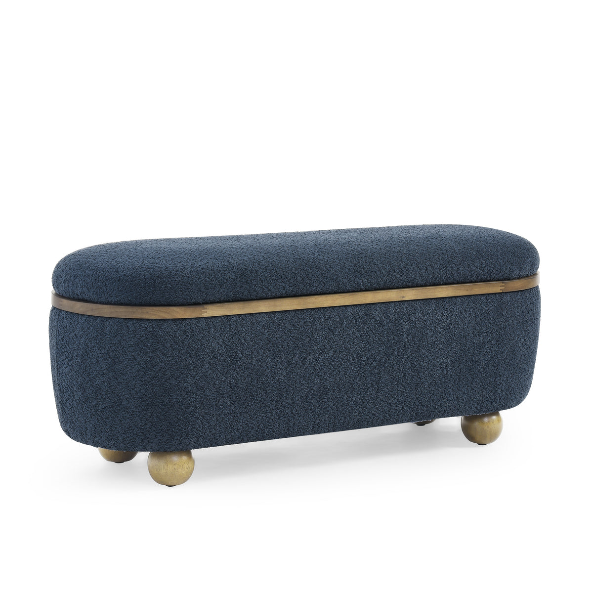 Storage Ottoman Bench, Upholstered End of Bed Ottoman Bench with Storage and Seating, Large Blanket Storage Bench for Foot Rest in Bedroom, Living Room, Entryway, Dark blue W487P179604-djyc