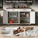 K&K 53.5''Farmhouse Kitchen Island with Power Outlet, Kitchen Storage Island with Drop Leaf, Spice Rack and Drawer, Rolling Kitchen Cart on Wheels, for Home, Kitchen and Dining Room, White N707P170348W-djyc