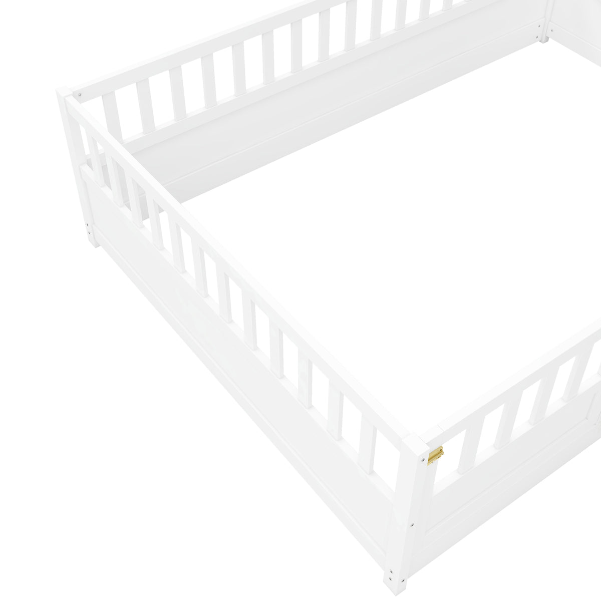 Full sizeFloor bed, integral construction with super high security barrier, door, children's floor bed frame, Montessori wooden children's floor bed, white W1858P164931-djyc
