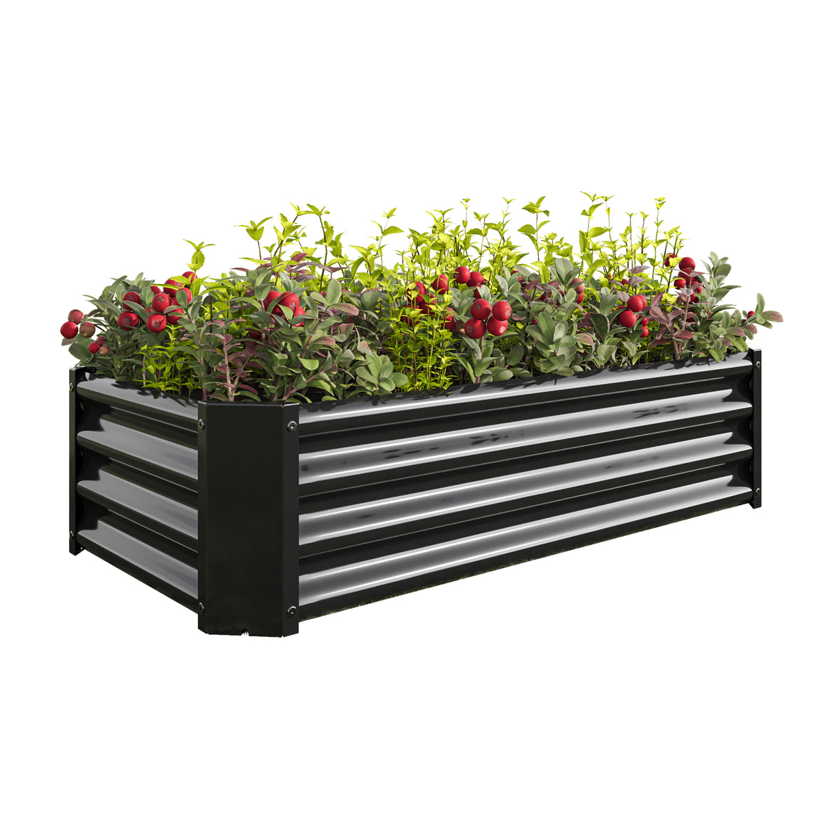 Metal Raised Garden Bed, Rectangle Raised Planter 4×2×1ftfor Flowers Plants, Vegetables Herb Black W84090999-djyc