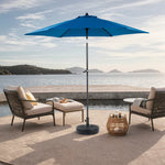 9FT Outdoor Patio Umbrella Outdoor Table Umbrella with Push Button Tilt and Crank, Market Umbrella 6 Sturdy Ribs , Deck, Backyard, Pool (Base Not Included)-( Dark blue ) W640P234568-djyc