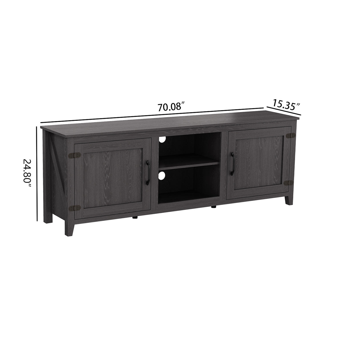 TV Stand Storage Media Console Entertainment Center,Tradition Black,with doors W88152785-djyc