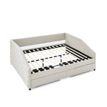 Queen Size Daybed with Two Drawers Trundle Upholstered Tufted Sofa Bed, Linen Fabric, Beige (88"x64.5"x34") W487S00176-djyc