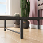 Twin Size Platform Bed Frame with Rustic Vintage Wood Headboard, Strong Metal Slats Support Mattress Foundation, No Box Spring Needed Rustic Brown W84084261-djyc