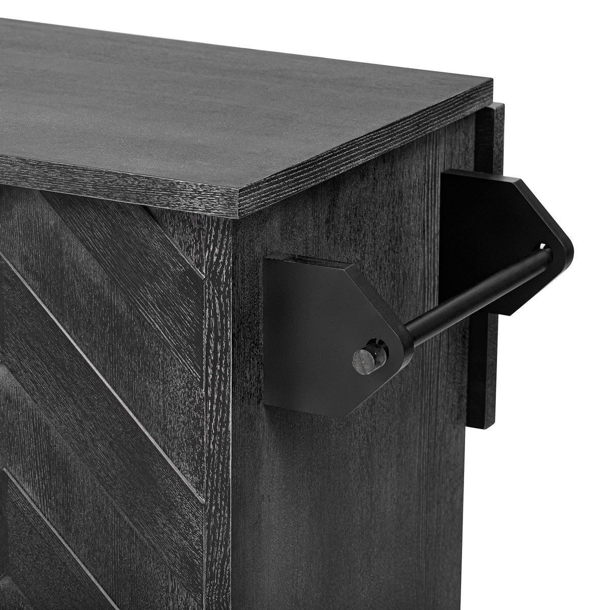 K&K 51.2"W 3D Wave Stripes Ash Veneer (Not Cheap Paper) Kitchen Island with Drop Leaf, Farmhouse Kitchen Island on Wheels with Internal Storage Rack, Rolling Kitchen Cart(Black) N707P207915B-djyc