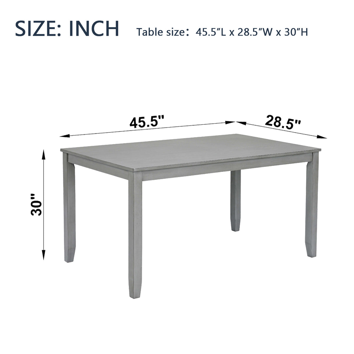 Wooden Dining Rectangular Table, Kitchen Table for Small Space, 4 Person Dining Table, GrayONLY THE TABLE W1998126363-djyc