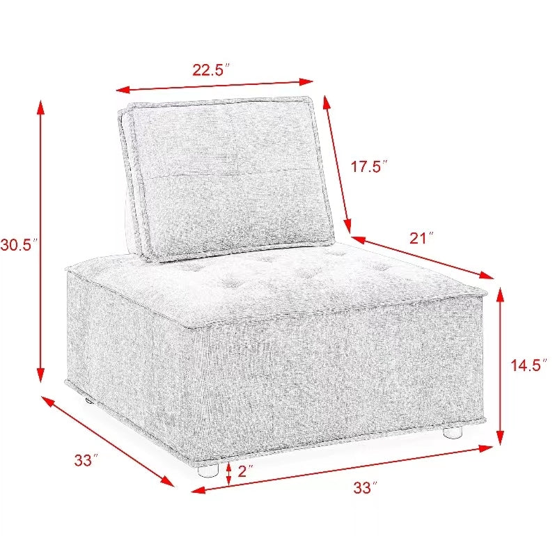 Upholstered Seating Armless Accent Chair, Leisure Sofa Lounge Chair for Living Room Corner Bedroom Office,Chenille W487109966-djyc