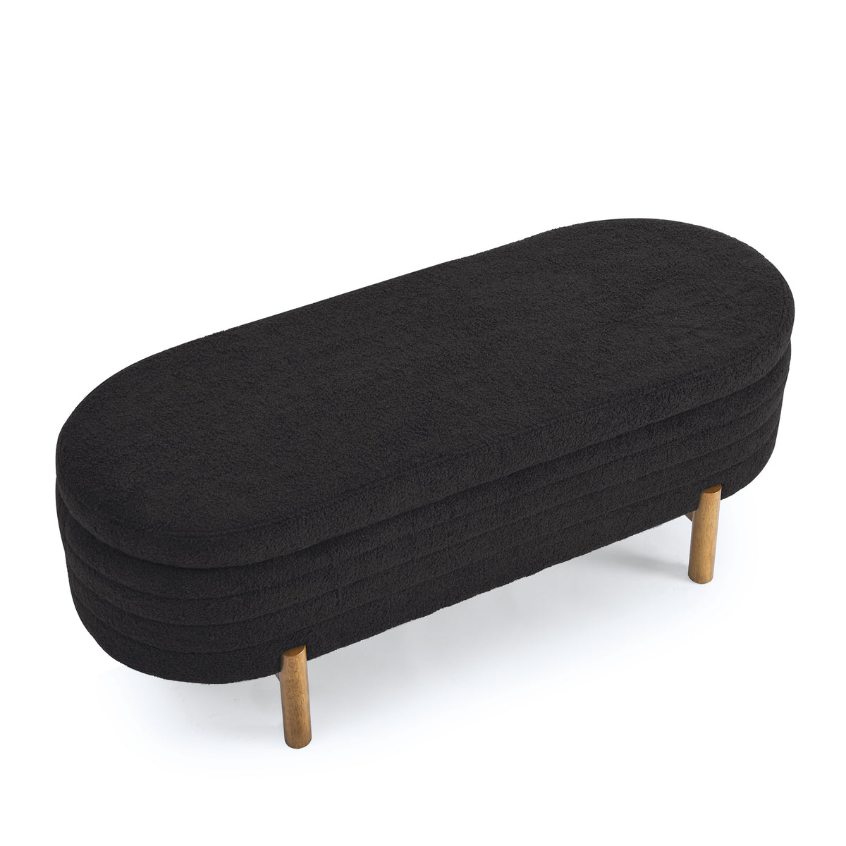 Ottoman Oval Storage Bench,Rubber Wood Leg,Black(46."x17.7"x10.8") W487P178760-djyc