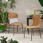 Curved Back Wicker Dining Chairs – Faux Rattan, Set of 2, Sleek and Stylish Outdoor Accent 66899.00LBRN-djyc