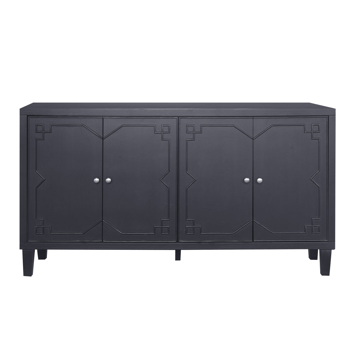 Accent Cabinet 4 Door Wooden Cabinet Sideboard Buffet Server Cabinet Storage Cabinet, for Living Room, Entryway, Hallway, Office, Kitchen and Dining Room, Matte Black W1435P153081-djyc