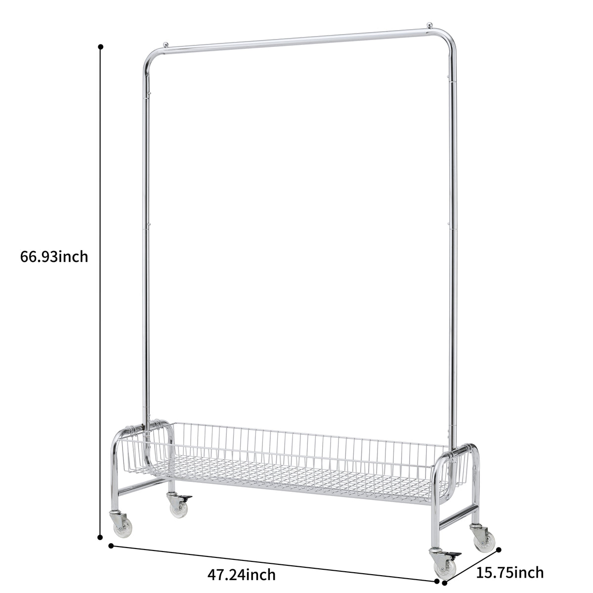 Garment Rack with Basket on Wheels Rolling Clothes Rack for Hanging Clothes Heavy Duty Garment Rack,2 pcs in one carton W1903P203897-djyc