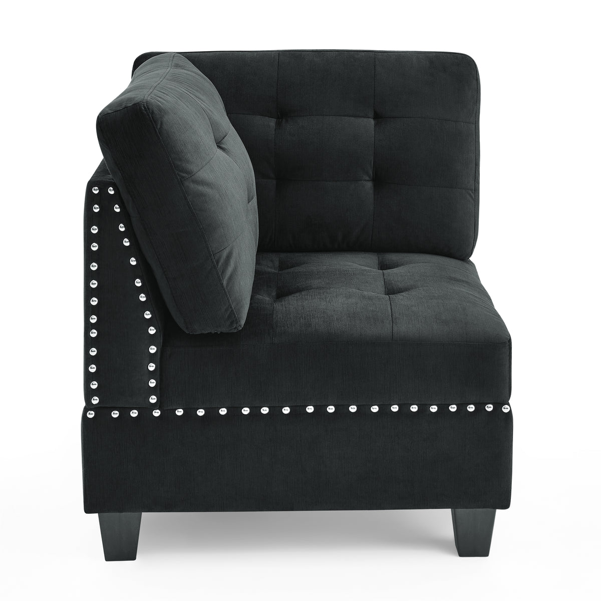 Corner Sofa for Modular Sectional,Black Velvet (31.5"x31.5"x36.5") W487S00074-djyc