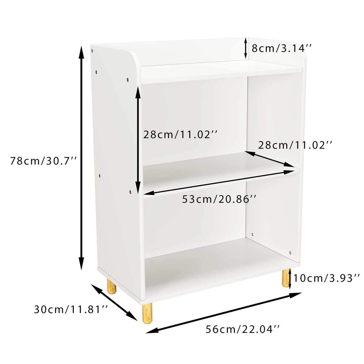 Kids 3-Tier Bookcase, Children's Book Display, Bookshelf Toy Storage Cabinet Organizer for Children's Room, Playroom, Nursery W808105250-djyc