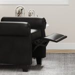 Modern Tufted Push Back Armchair Technical Leather Chair, Adjustable Single Sofa Chair with Sturdy Wood Legs for Bedroom, Living Room, Small Space(Color:Black) W1669P199585-djyc