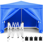 10'x10' Folding Canopy with 4 Removable Sidewalls Outdoor Event Shelter UPF 50+ Gazebo Portable Tents for Parties Beach Camping Wedding EZ Pop Up Canopy 4pcs Weight Bag + Carry Bag W2185P194752-djyc