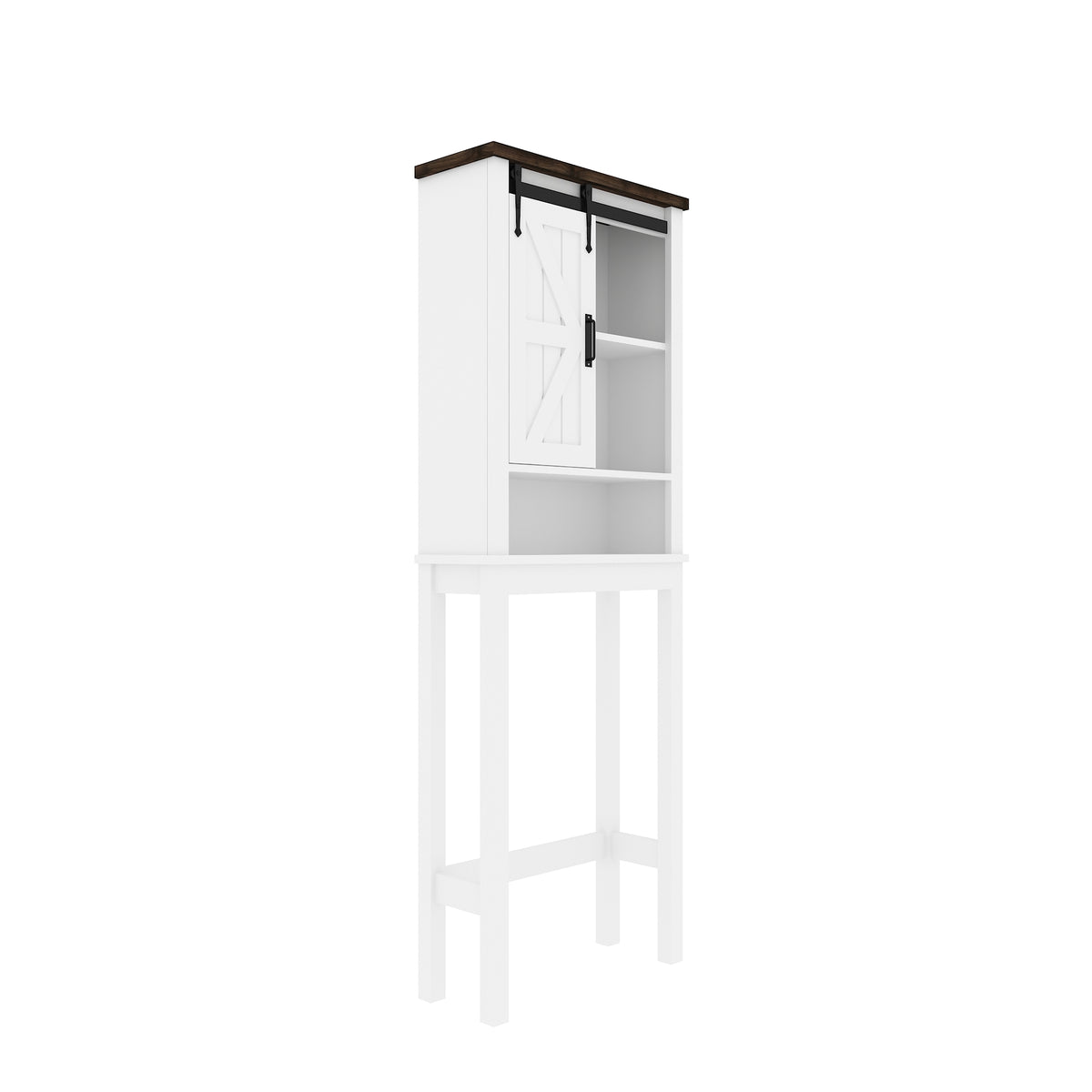 Over The Toilet Storage Cabinet, Farmhouse Above Toilet Storage Cabinet with Adjustable Shelves & Sliding Barn Doors, Organizers Over Toilet for Bathroom, Living Room, White W1347P183703-djyc