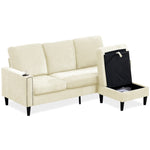 Modern Design Chenille 3 Seat L-Shape Sectional Sofa with Storage Chaise for Apartment, Studio, Office,Living Room,L shape-Off white W1164P212157-djyc