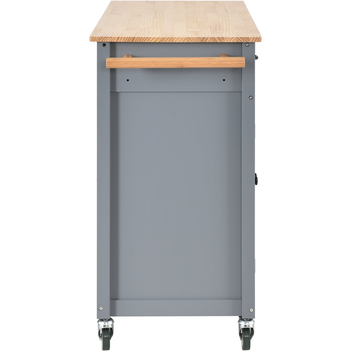 Kitchen Island Cart with Solid Wood Top and Locking Wheels,54.3 Inch Width,4 Door Cabinet and Two Drawers,Spice Rack, Towel Rack (Grey Blue) WF286911AAG-djyc