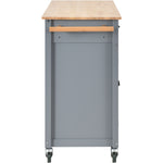 Kitchen Island Cart with Solid Wood Top and Locking Wheels,54.3 Inch Width,4 Door Cabinet and Two Drawers,Spice Rack, Towel Rack (Grey Blue) WF286911AAG-djyc