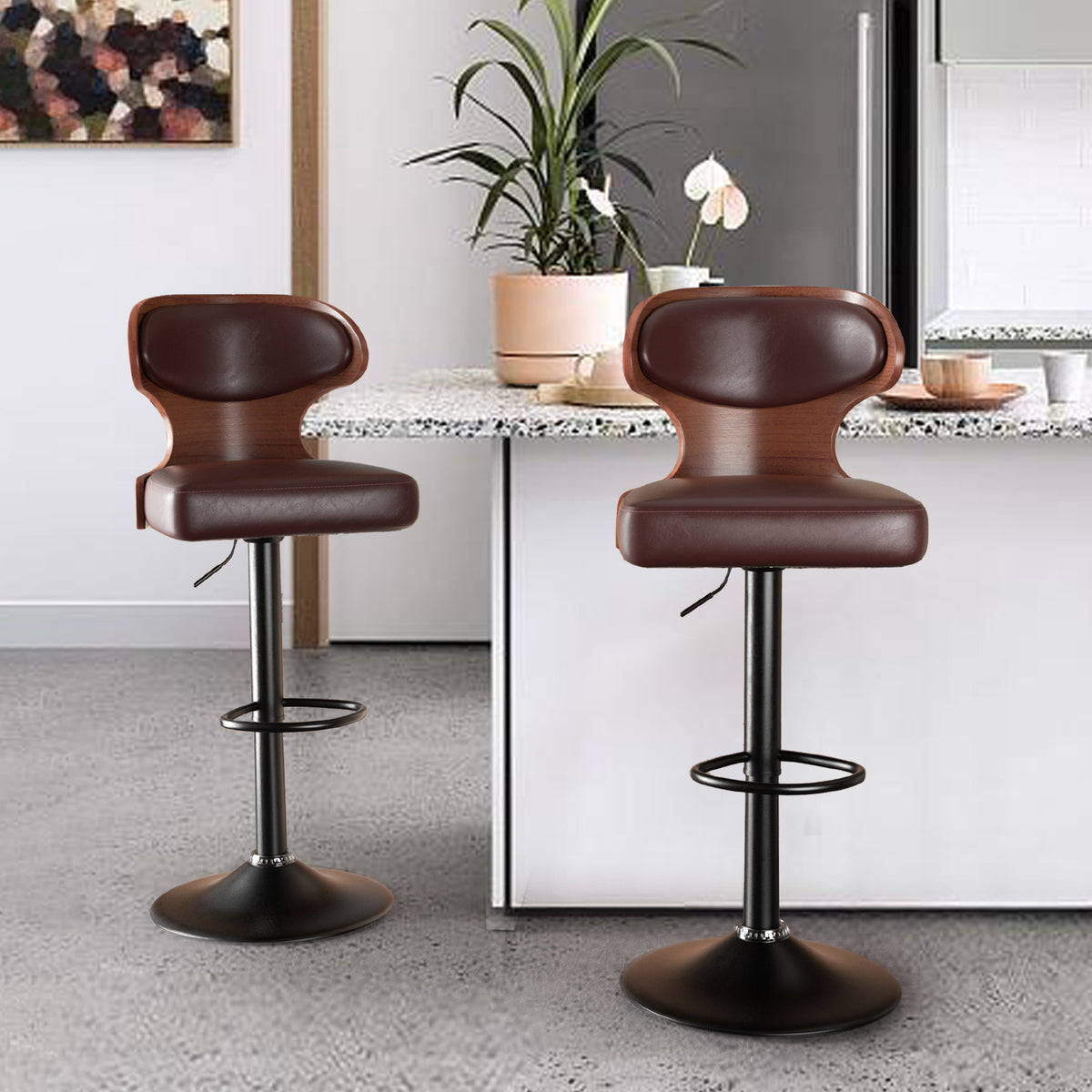 360-Degree Swivel Bar Stool: Height Adjustable & Waterproof Design FU01024-wz