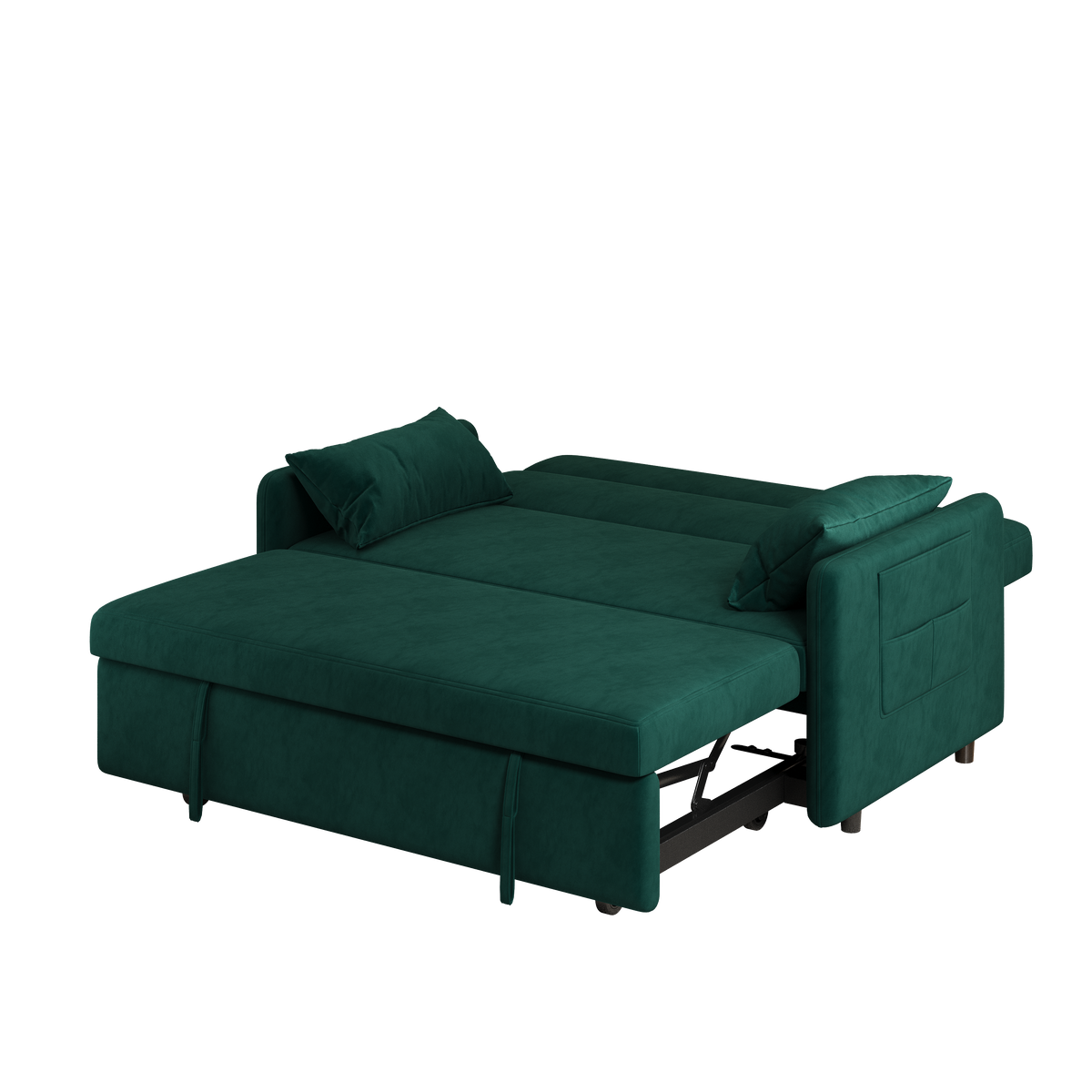 Sofa Pull Out Bed Included Two Pillows 54" Green Velvet Sofa for Small Spaces W1278125092-djyc