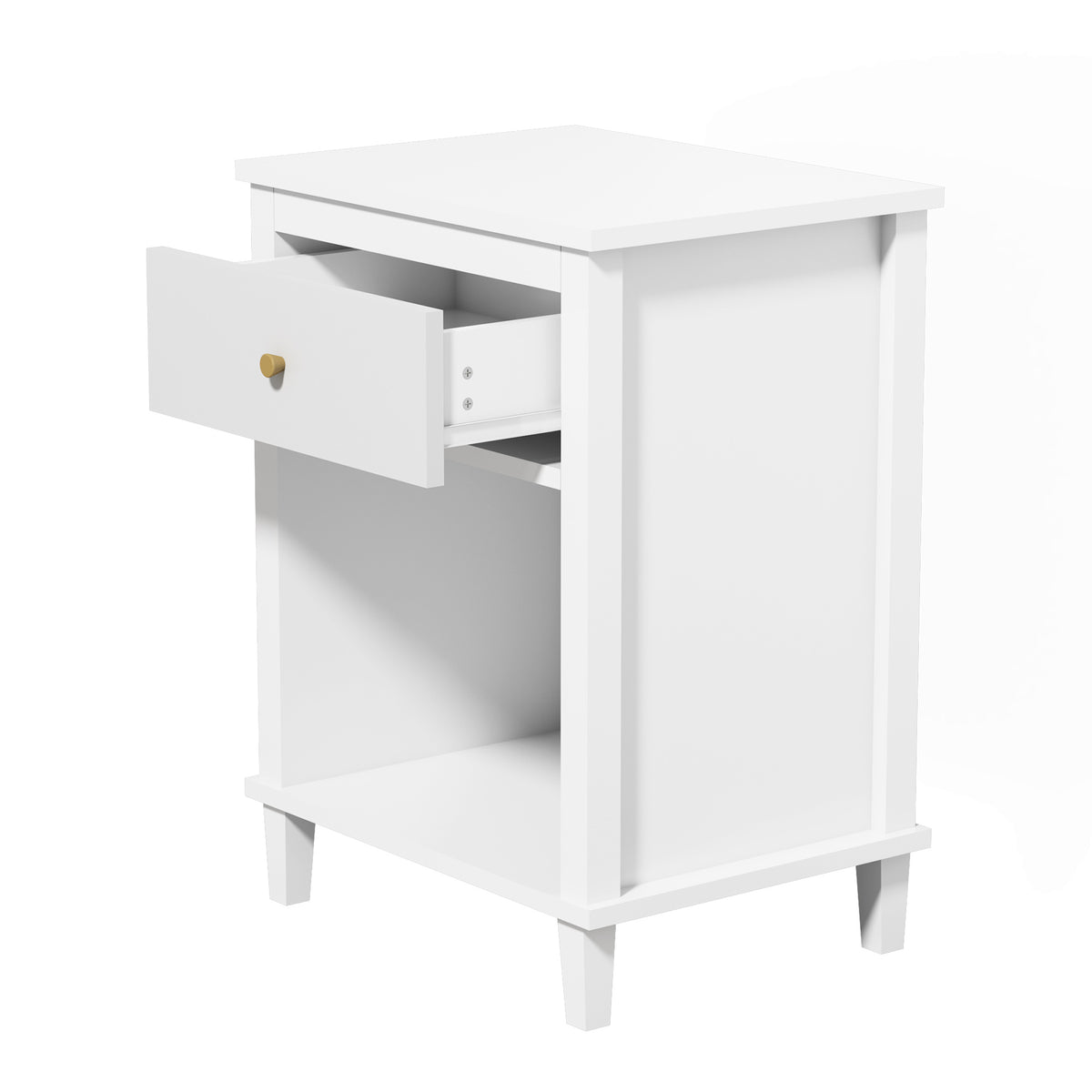 26.77''H Wooden Nightstand with One Drawer One Shelf for Kids, Adults, White W80859138-djyc