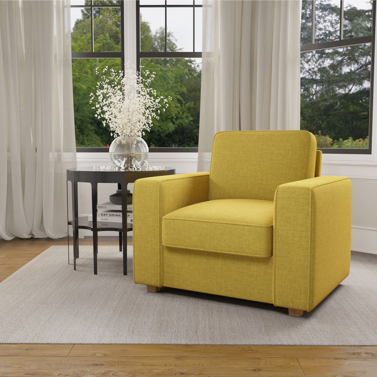 Modern Minimalist Single Sofa: High-Density Sponge & Wide Armrest Design FU01048-wz