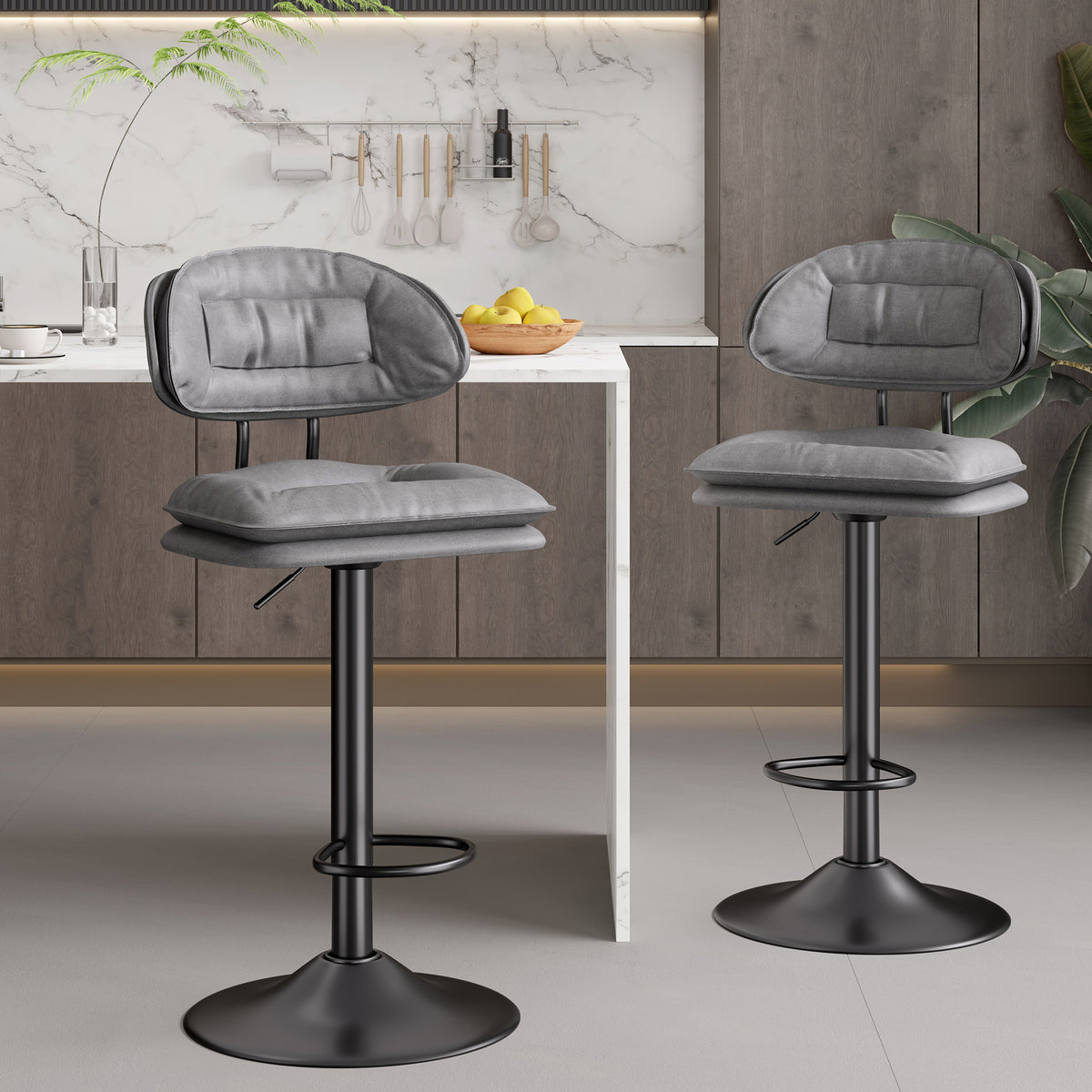 Modern Waterproof Bar Stool: Ergonomic Design & Dual-Layer Ultra-Soft Seat Cushion and Backrest FU01037-wz