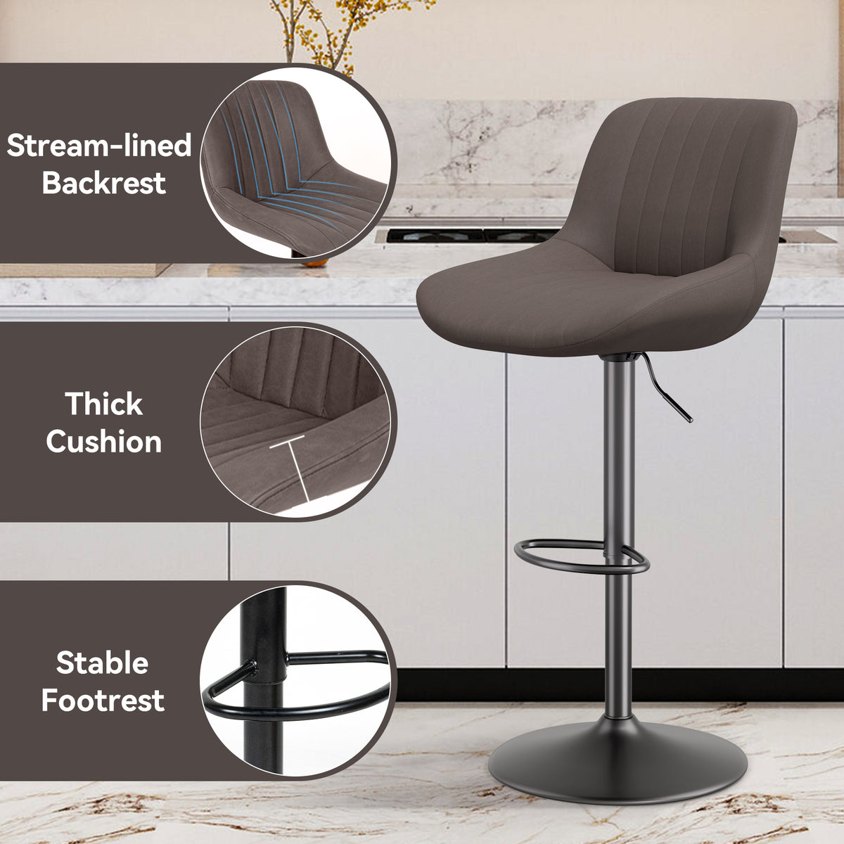 Modern Minimalist High-End Bar Stool: Premium Fabric & Waterproof FU01016-wz