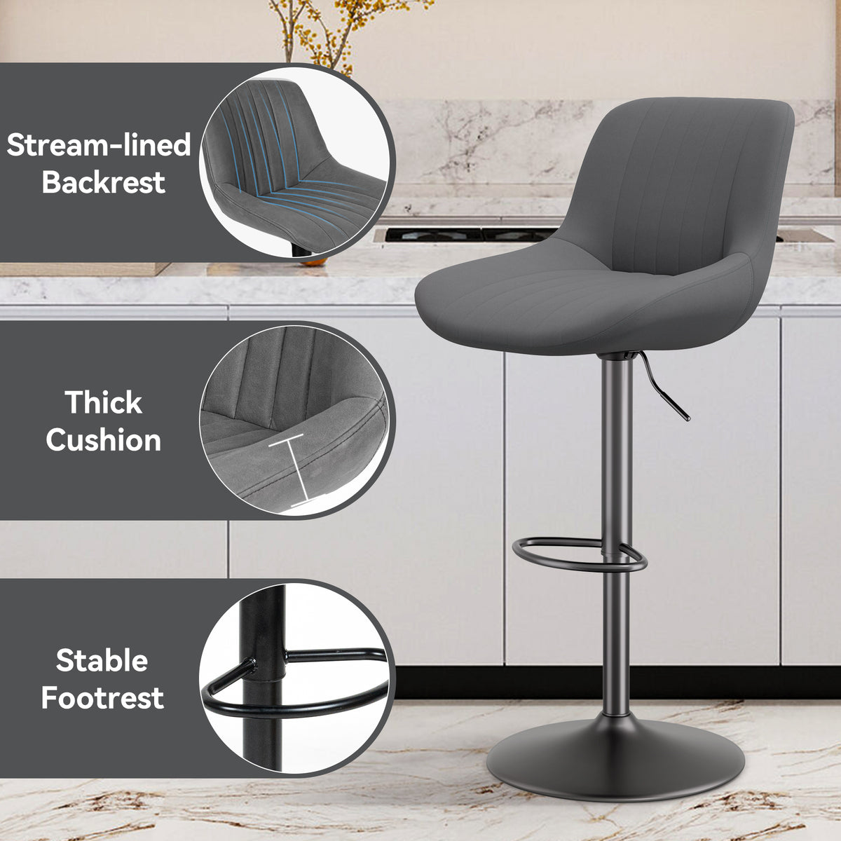 Modern Minimalist High-End Bar Stool: Premium Fabric & Waterproof FU01016-wz