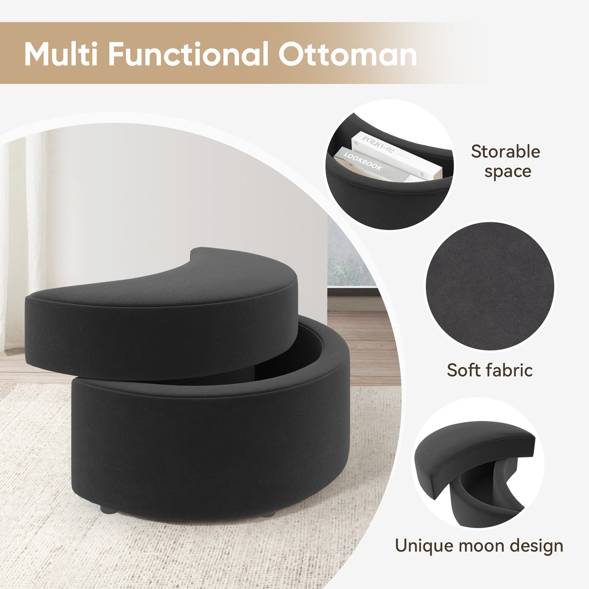 Modern Lounge Sofa and Ottoman Set: 360° Swivel & Storage Ottoman FU01046-wz