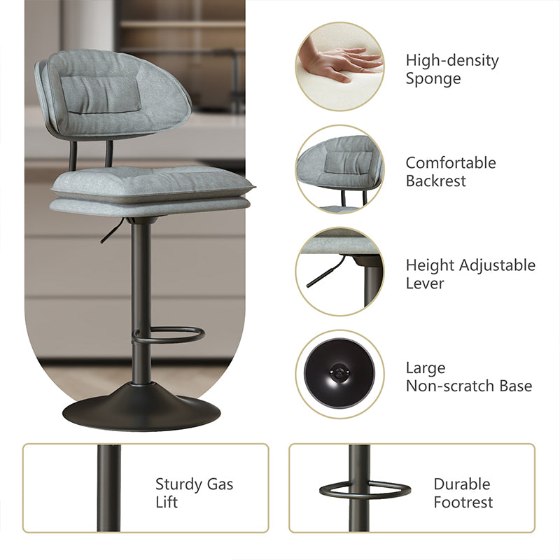 Modern Waterproof Bar Stool: Ergonomic Design & Dual-Layer Ultra-Soft Seat Cushion and Backrest FU01037-wz