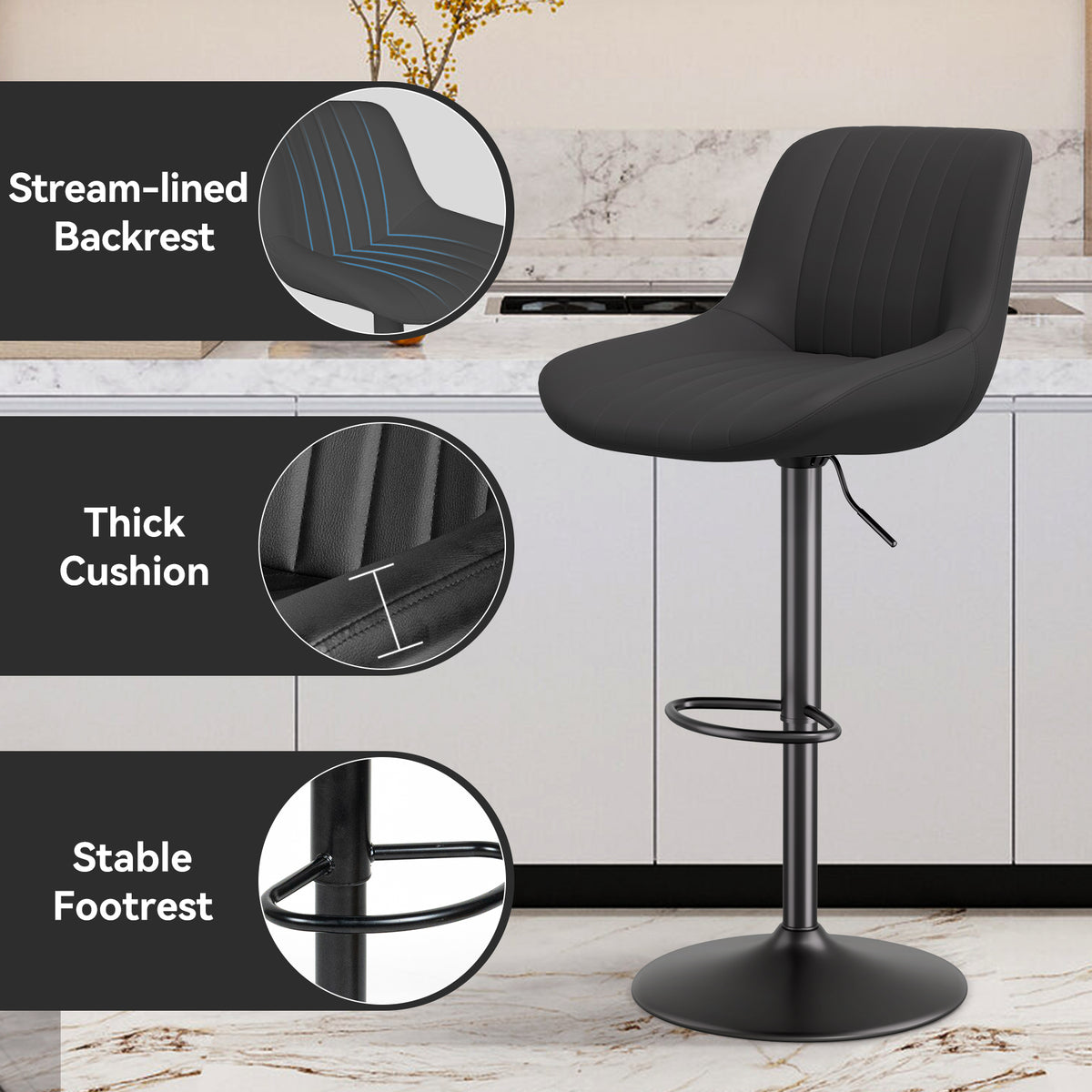 Modern Minimalist High-End Bar Stool: Premium Fabric & Waterproof FU01016-wz