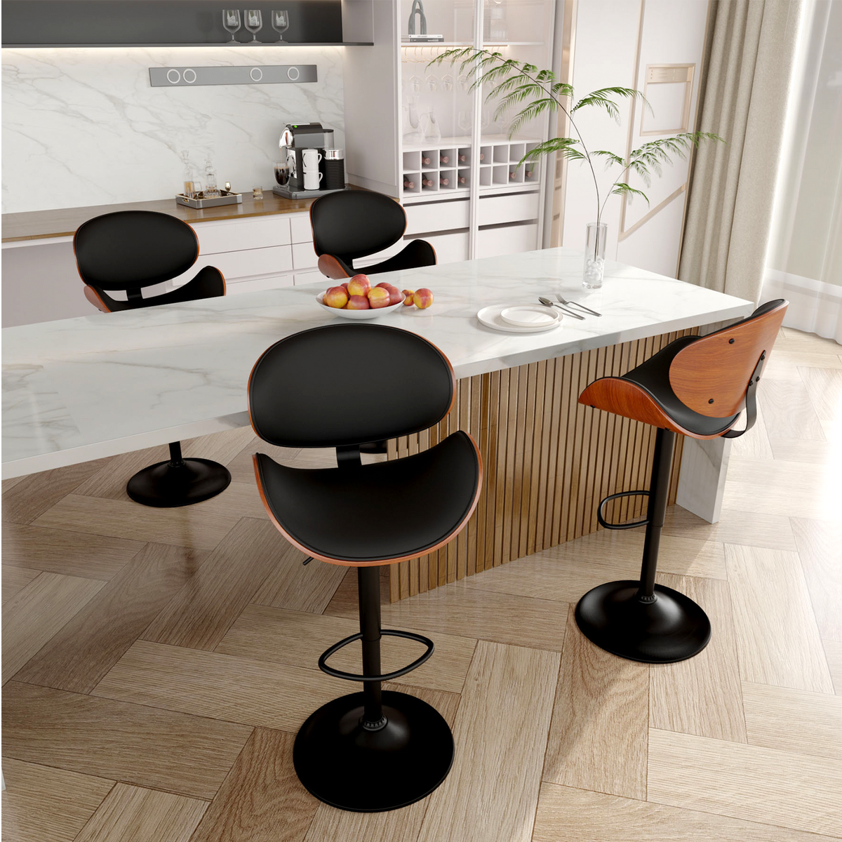 Modern Minimalist Adjustable Bar Stool: 360° Swivel & Waterproof Cushion FU01049-wz