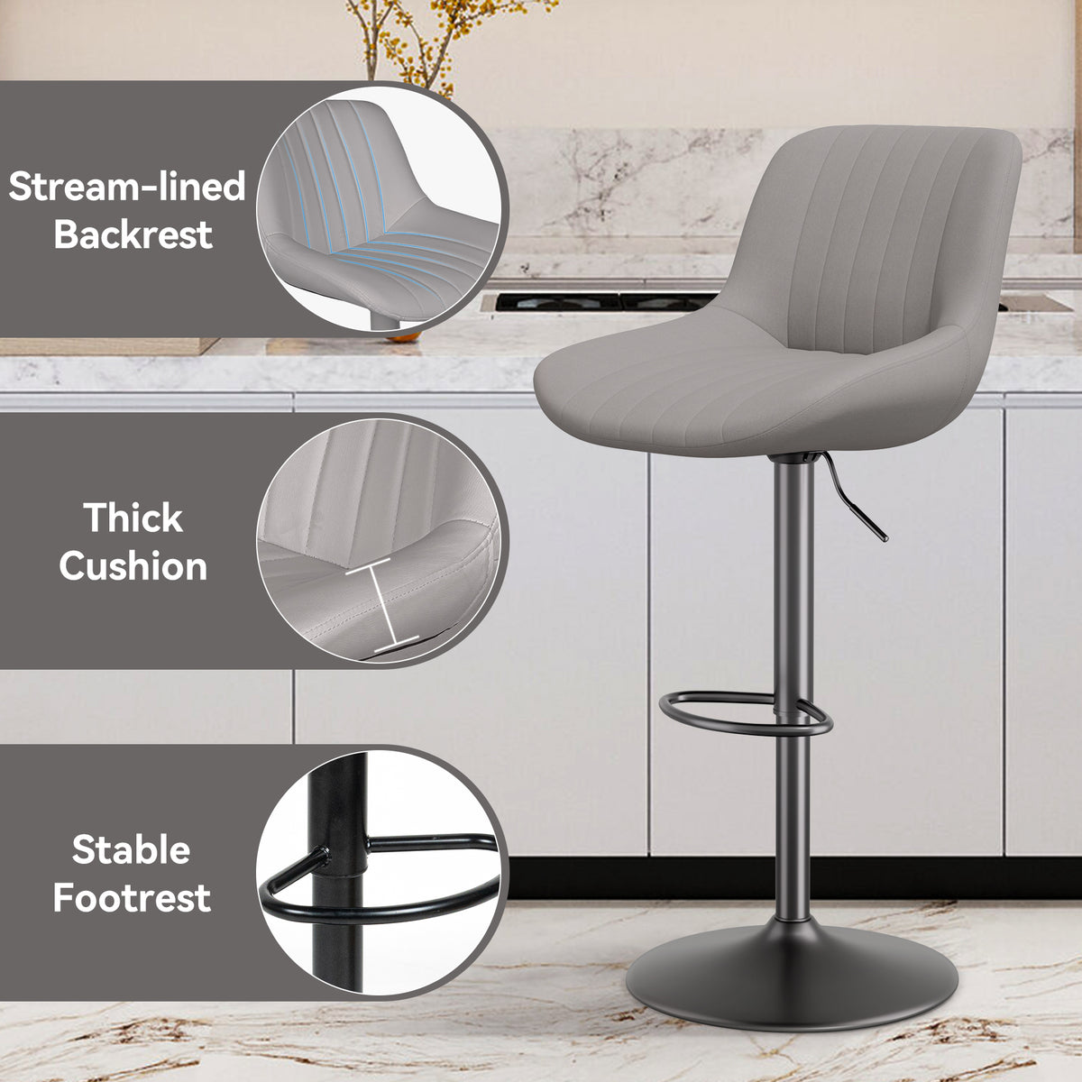 Modern Minimalist High-End Bar Stool: Premium Fabric & Waterproof FU01016-wz