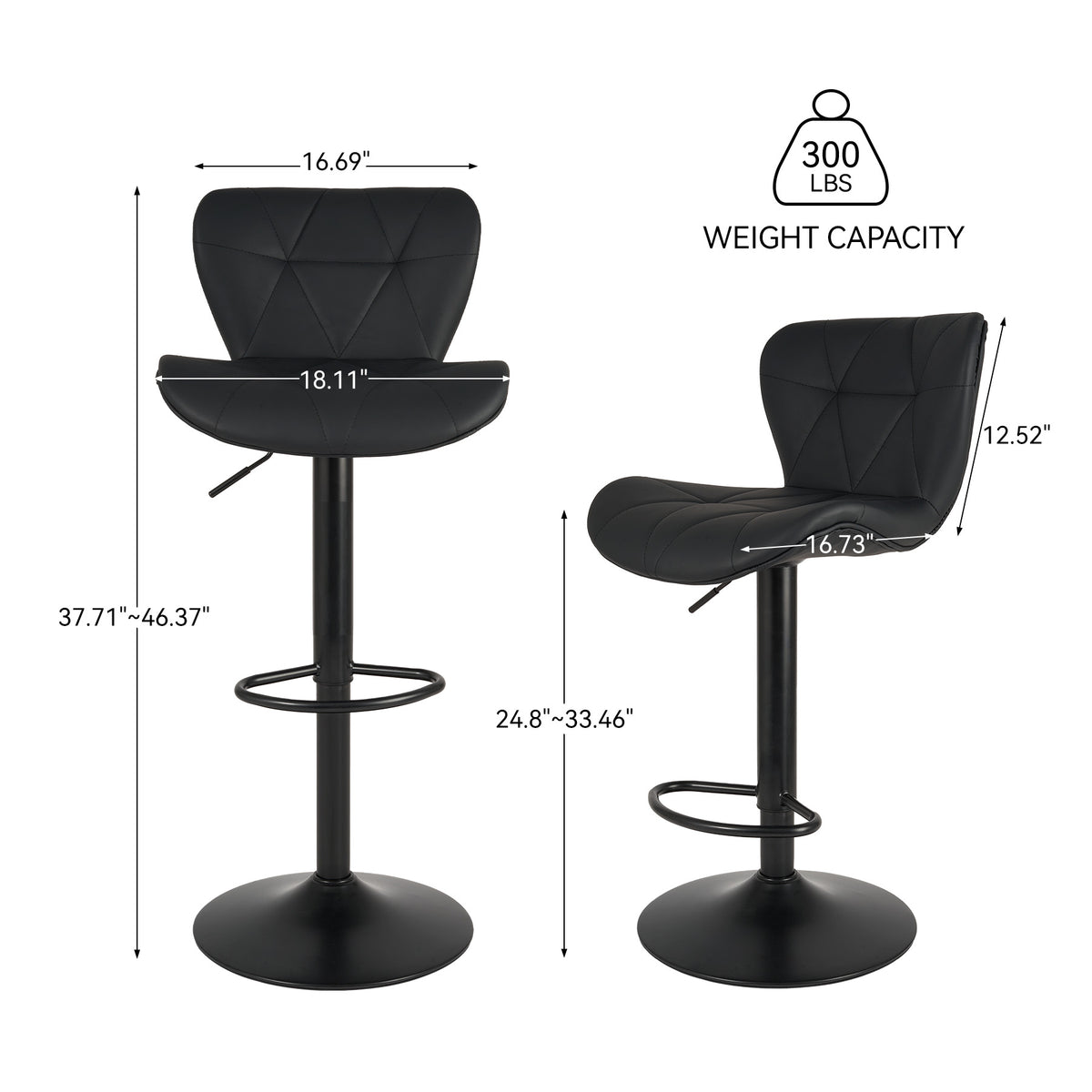 Modern Waterproof and Scratch-Resistant Bar Stool: Diamond-Shaped Leather Backrest & Exquisite Hand-Stitching FU01034-wz