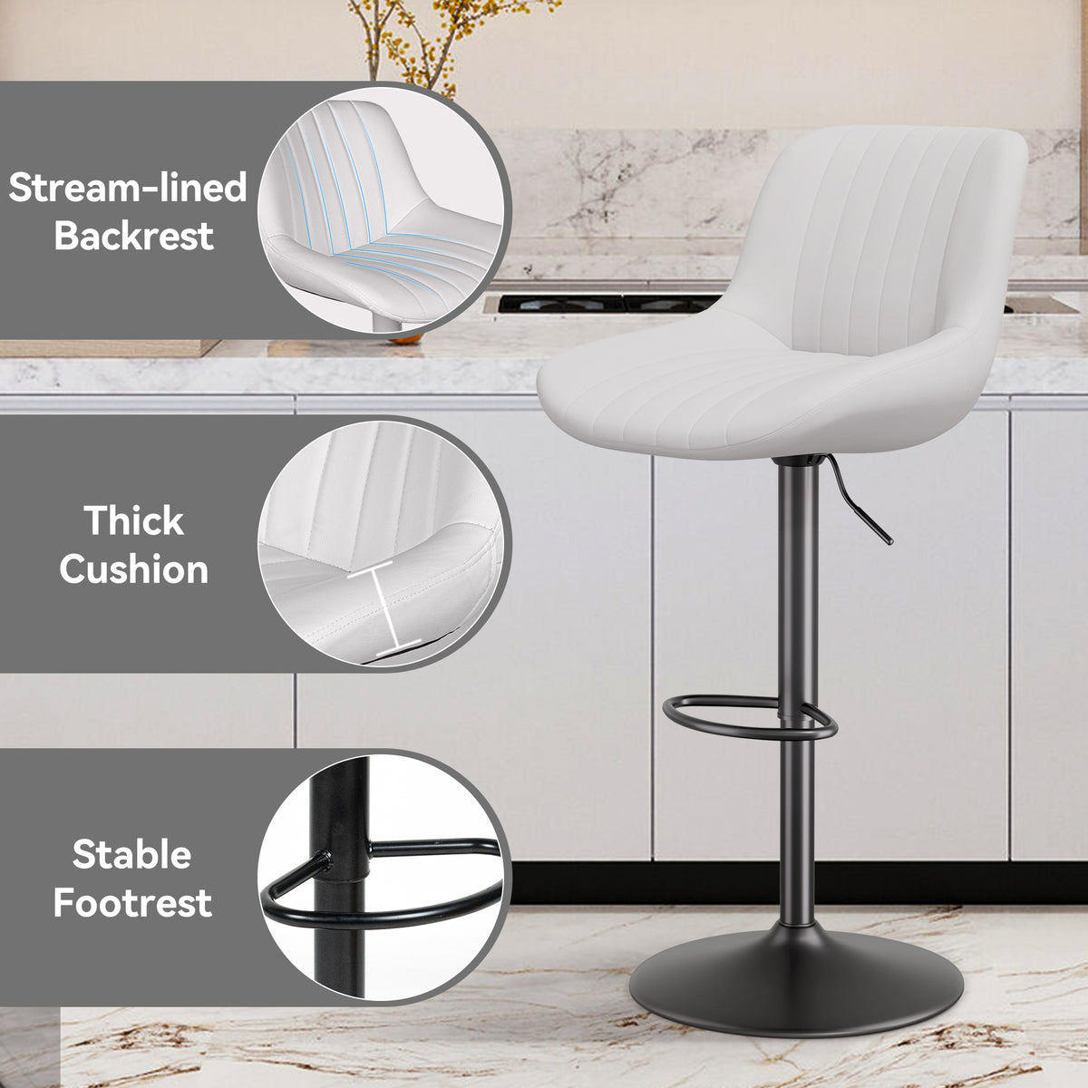 Modern Minimalist High-End Bar Stool: Premium Fabric & Waterproof FU01016-wz