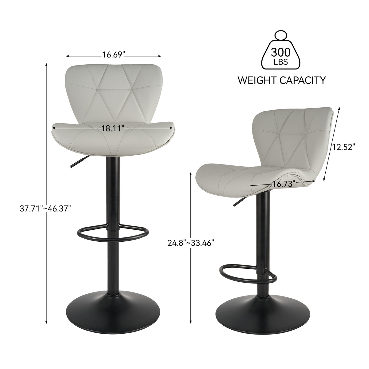 Modern Waterproof and Scratch-Resistant Bar Stool: Diamond-Shaped Leather Backrest & Exquisite Hand-Stitching FU01034-wz